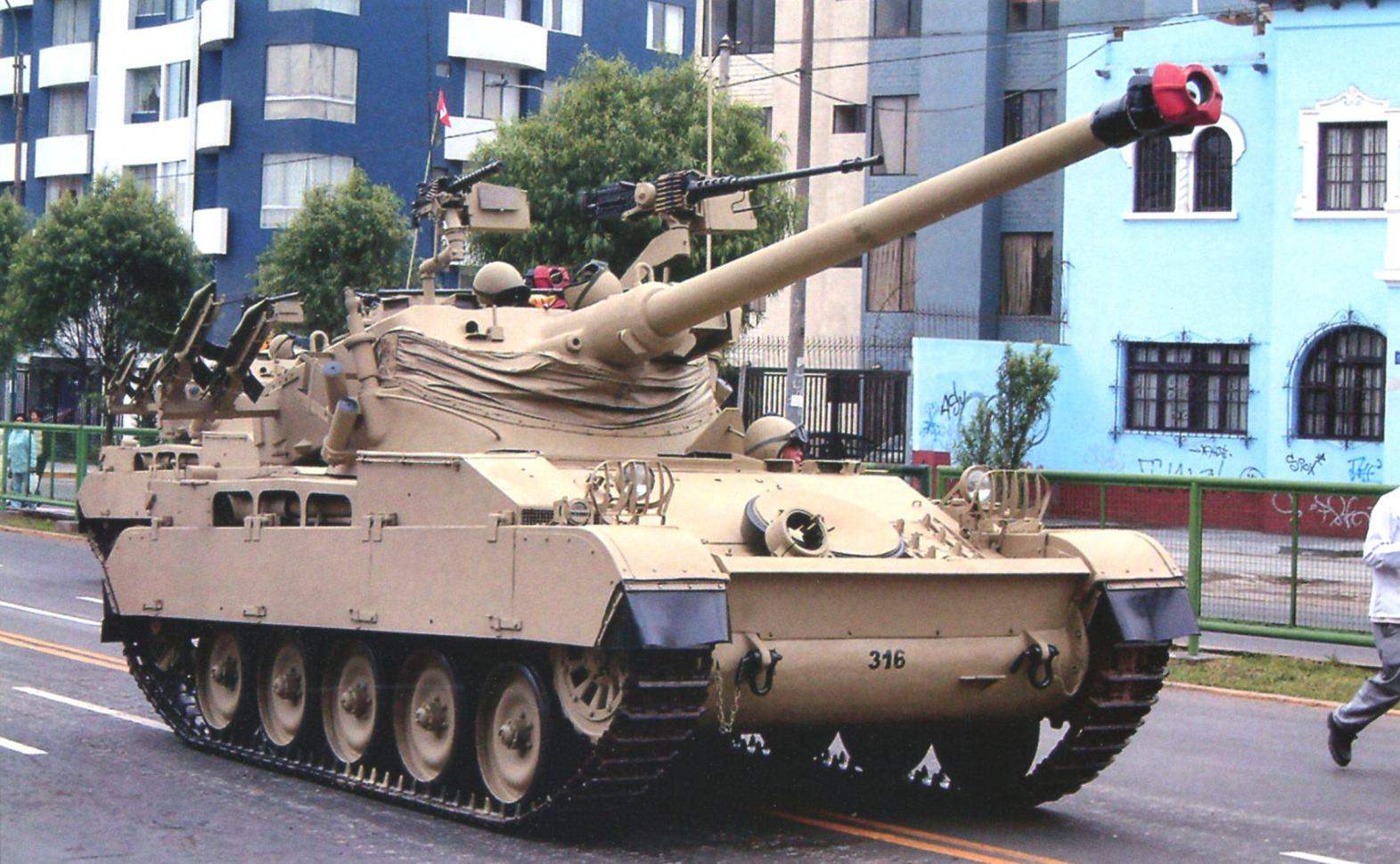 Light tank AMX-13 is armed with four missile launchers and two turret guns