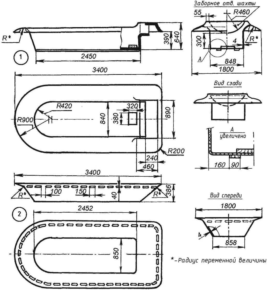 The theoretical drawing of the hull
