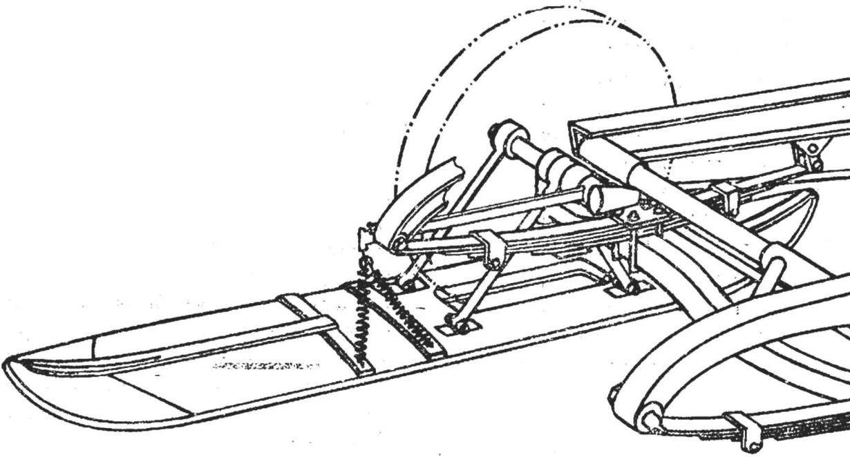 Fig. 4. Front axle, steering linkage and ski.
