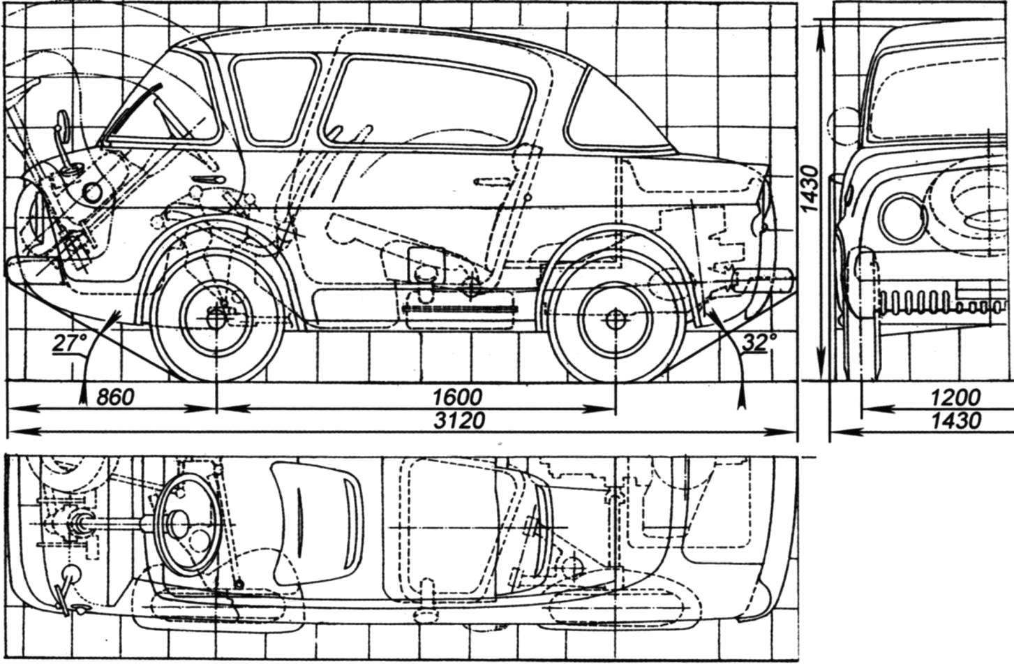 The layout and dimensions of the car 