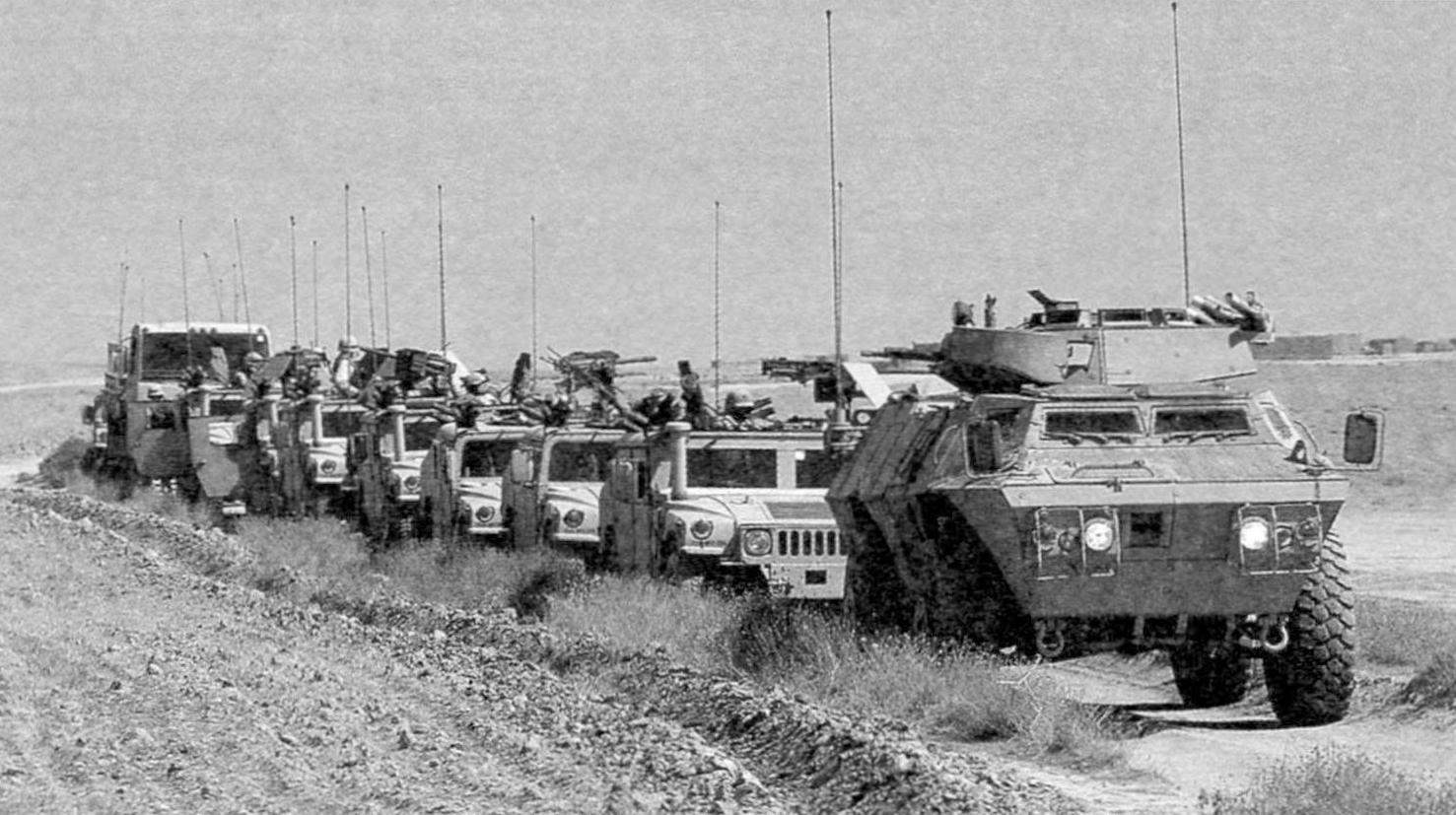 M 1117 accompanied by a convoy of armored cars 