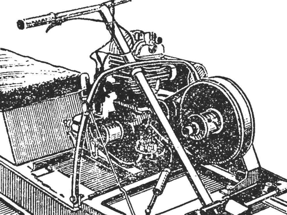 Рис. 6. Вид на силовой агрегат со снятым капотом (мотонарты В. Калашникова)