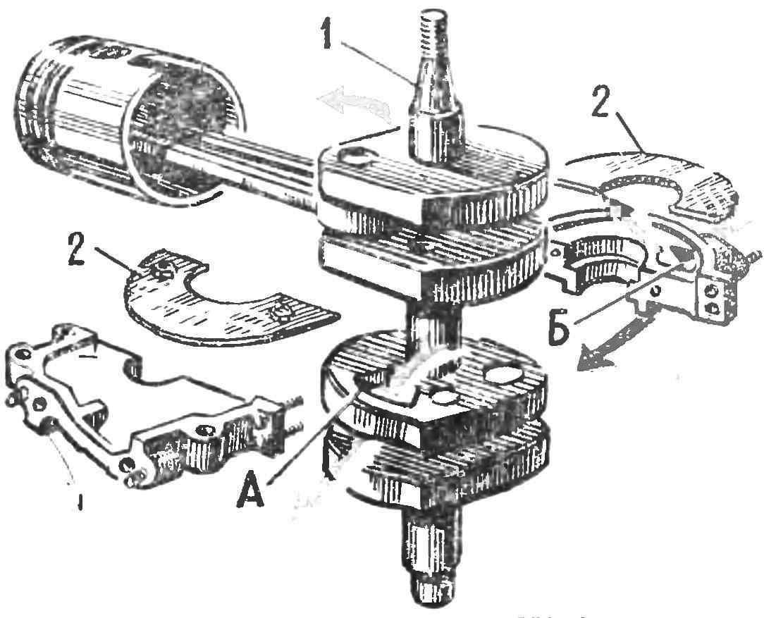 Fig. 2. The design of the control intake of the mixture of flat rotating spool (outboard motor Neptun domestic production)