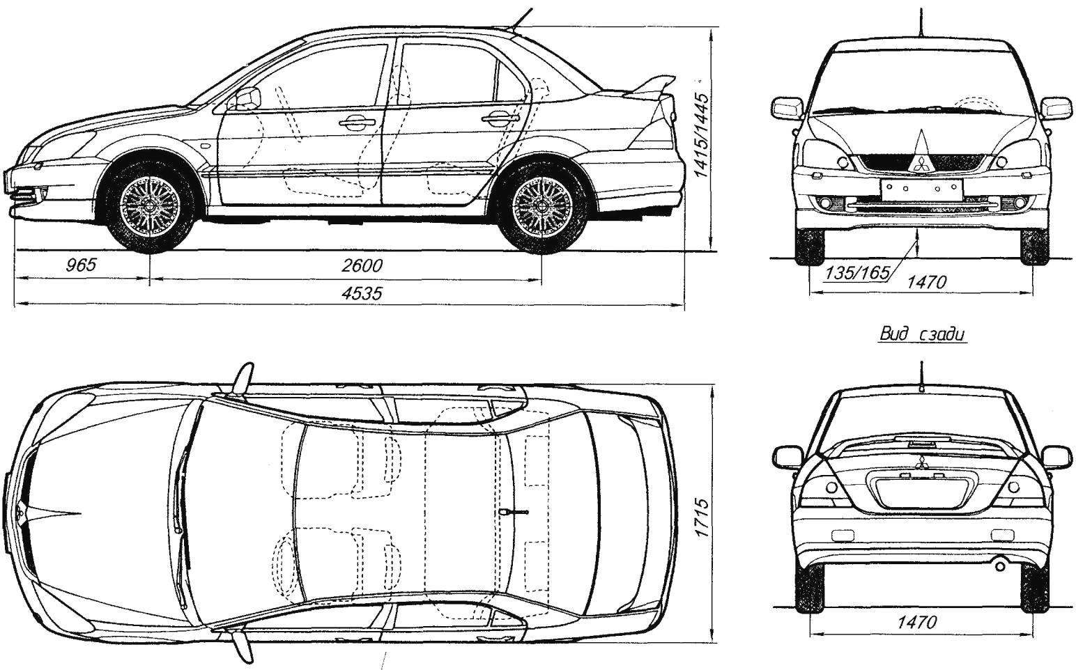 Геометрическая схема автомобиля Mitsubishi Lancer