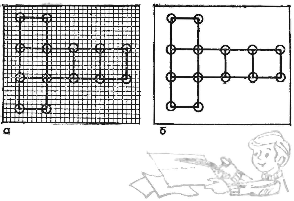 Fig. 6. Build sweep Cuba and on graph paper, b — on the paper