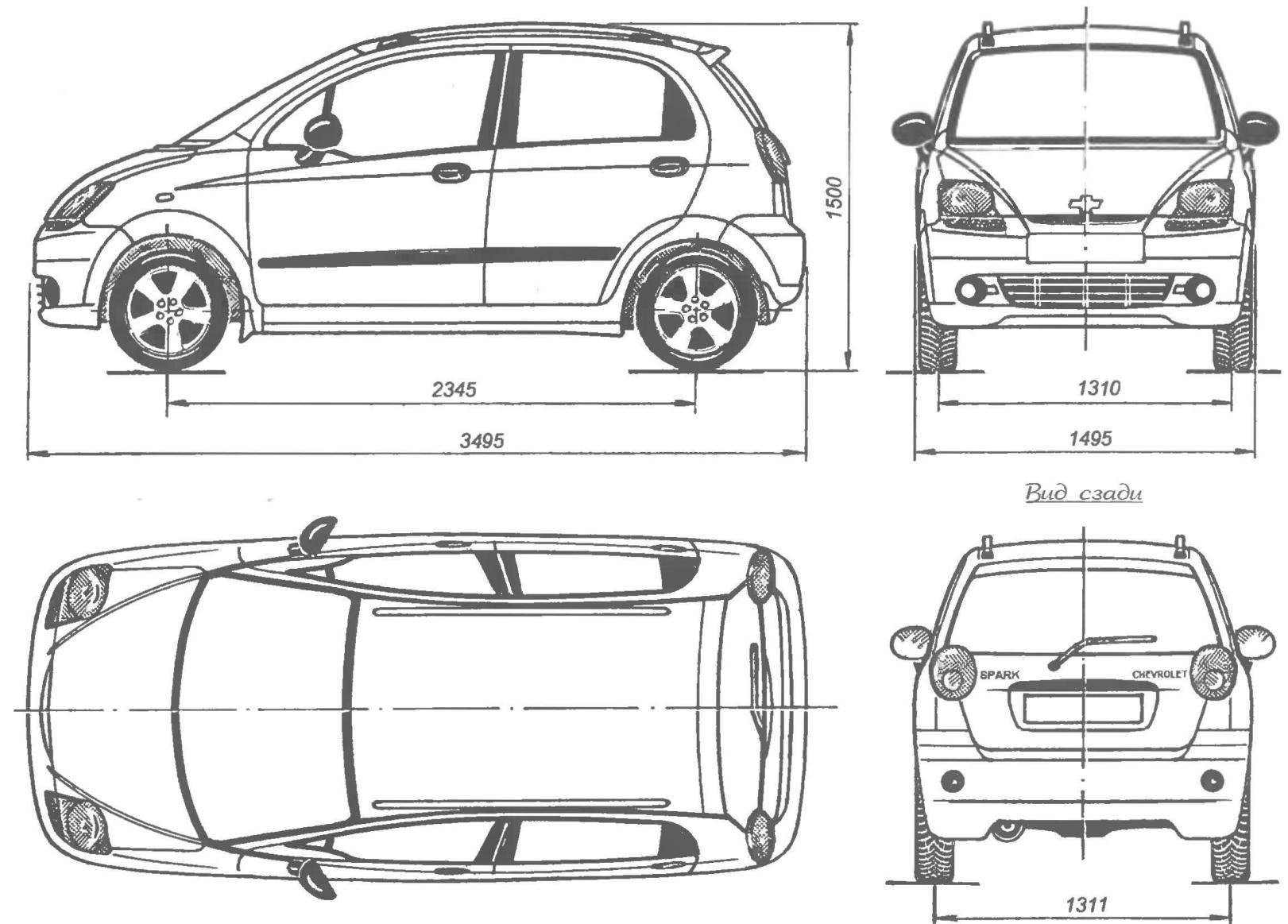 Геометрическая схема автомобиля CHEVROLET SPARK
