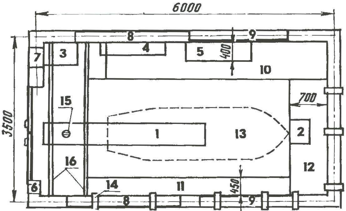 Рис. 1. План гаража (схема)