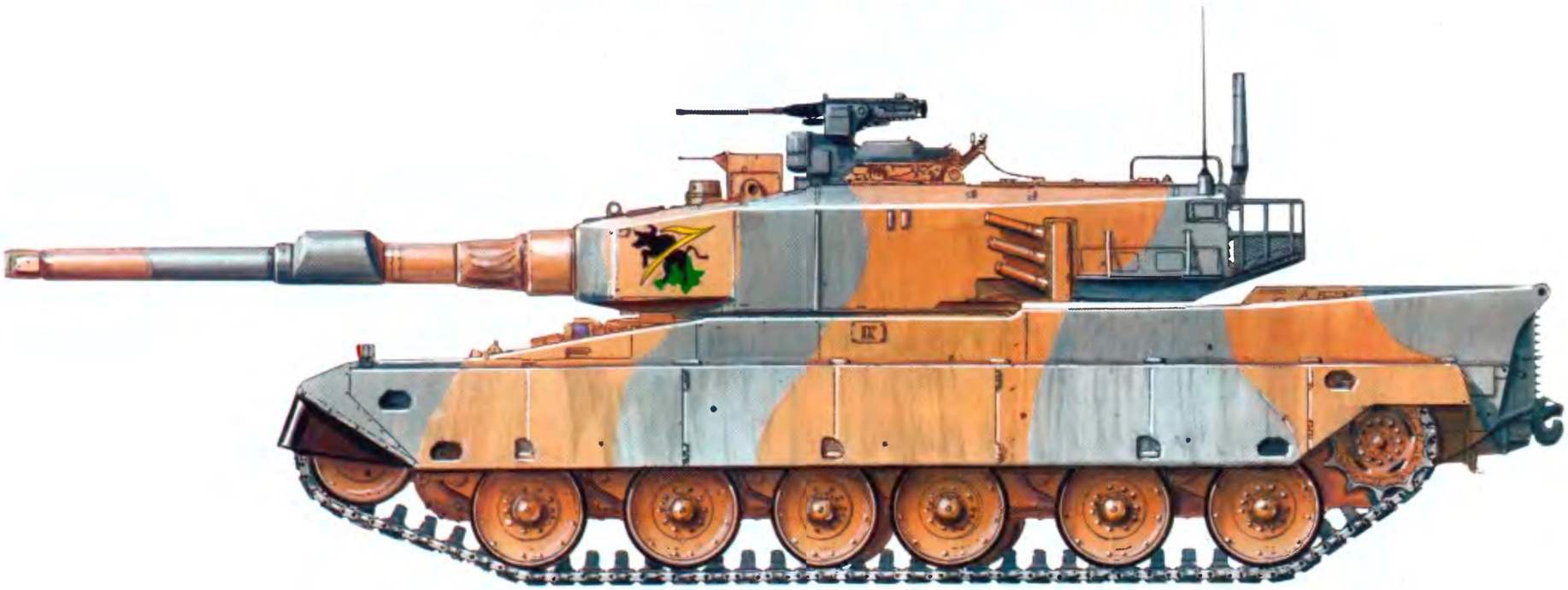 Основной боевой танк «90» из состава 7-й танковой дивизии во время учений на полигоне «Хагаси Фудзи». Зима 1999 года