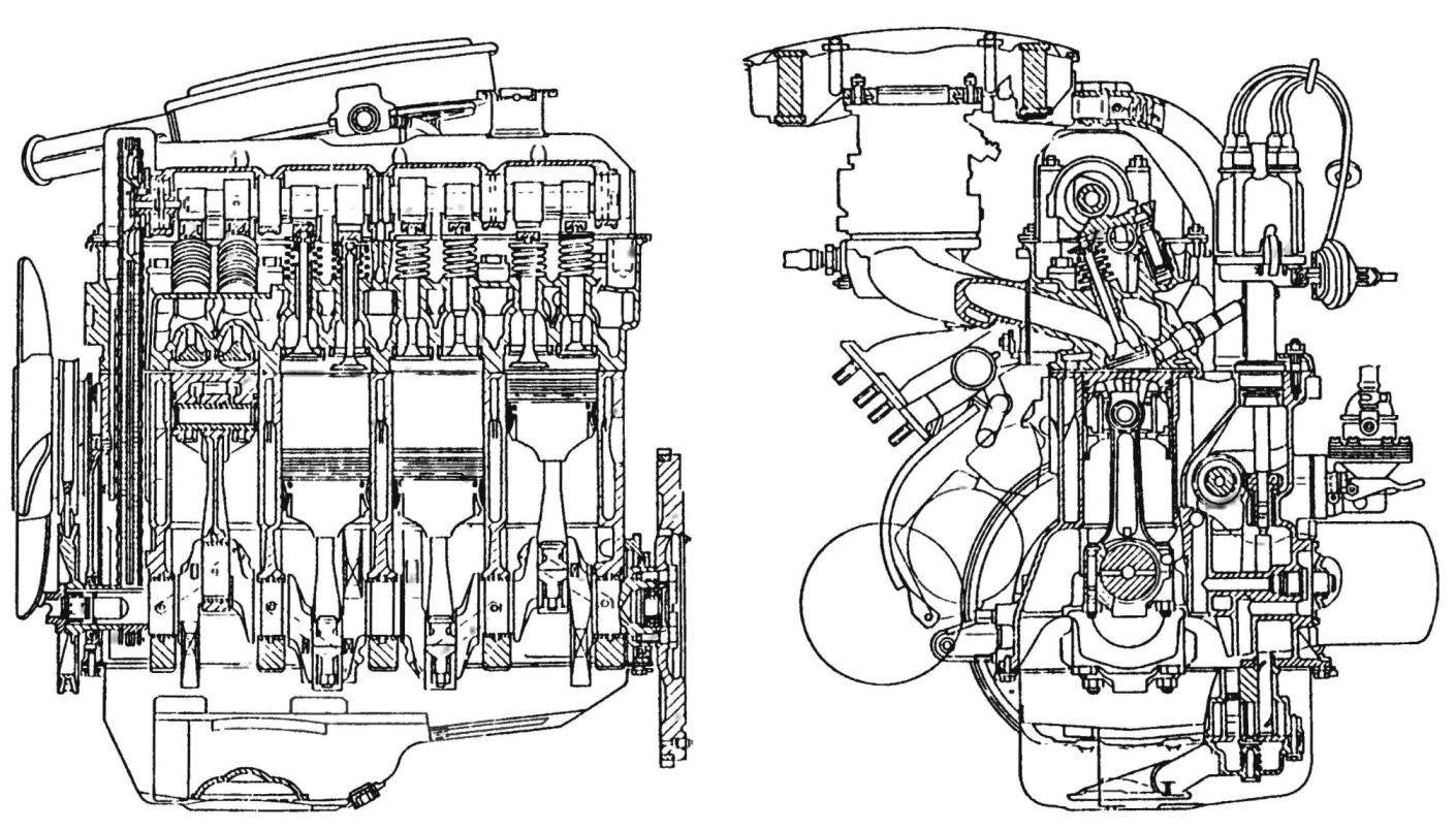 Двигатель типа ВАЗ-2101 с верхнерасположенным распредвалом рабочим объемом 1198 см3 и мощностью 60 л.с.