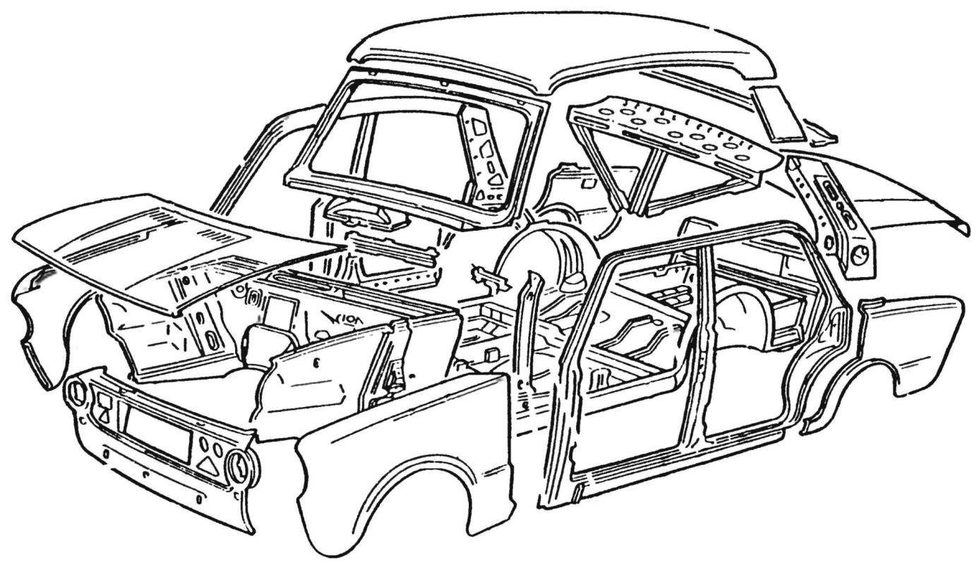 Основные элементы несущего кузова автомобиля