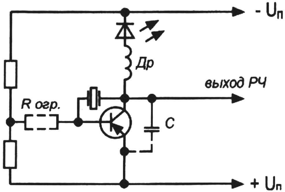 Diagram of the device for checking the operation of quartz and the serial LC-circuits