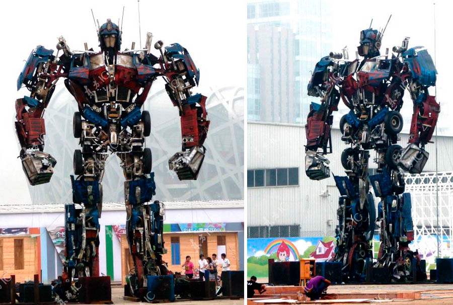 Students of Zhejiang University have built a Titanic statue of the transformer Optimus Prime. 10 meters in height, almost as real.