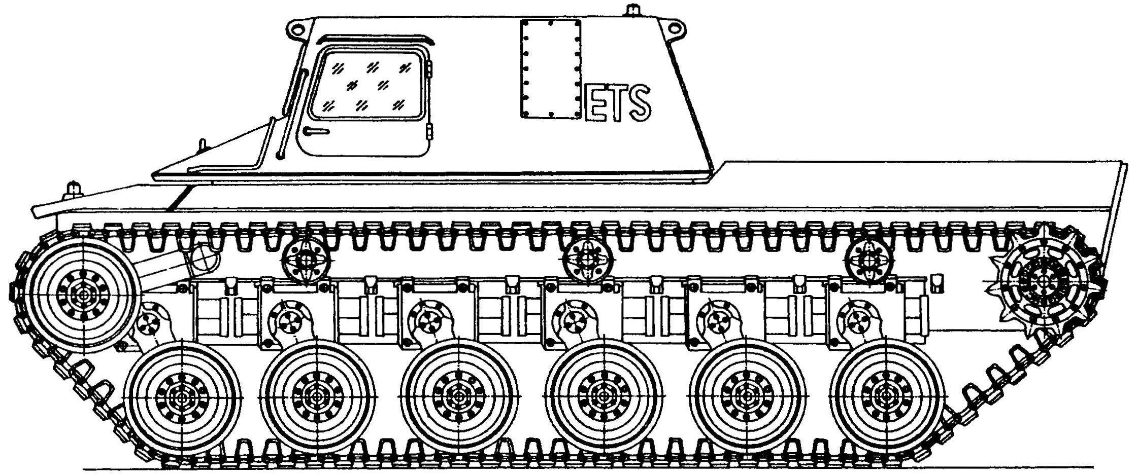 Chassis layout chassis of the MBT-70 (West German version) at maximum clearance