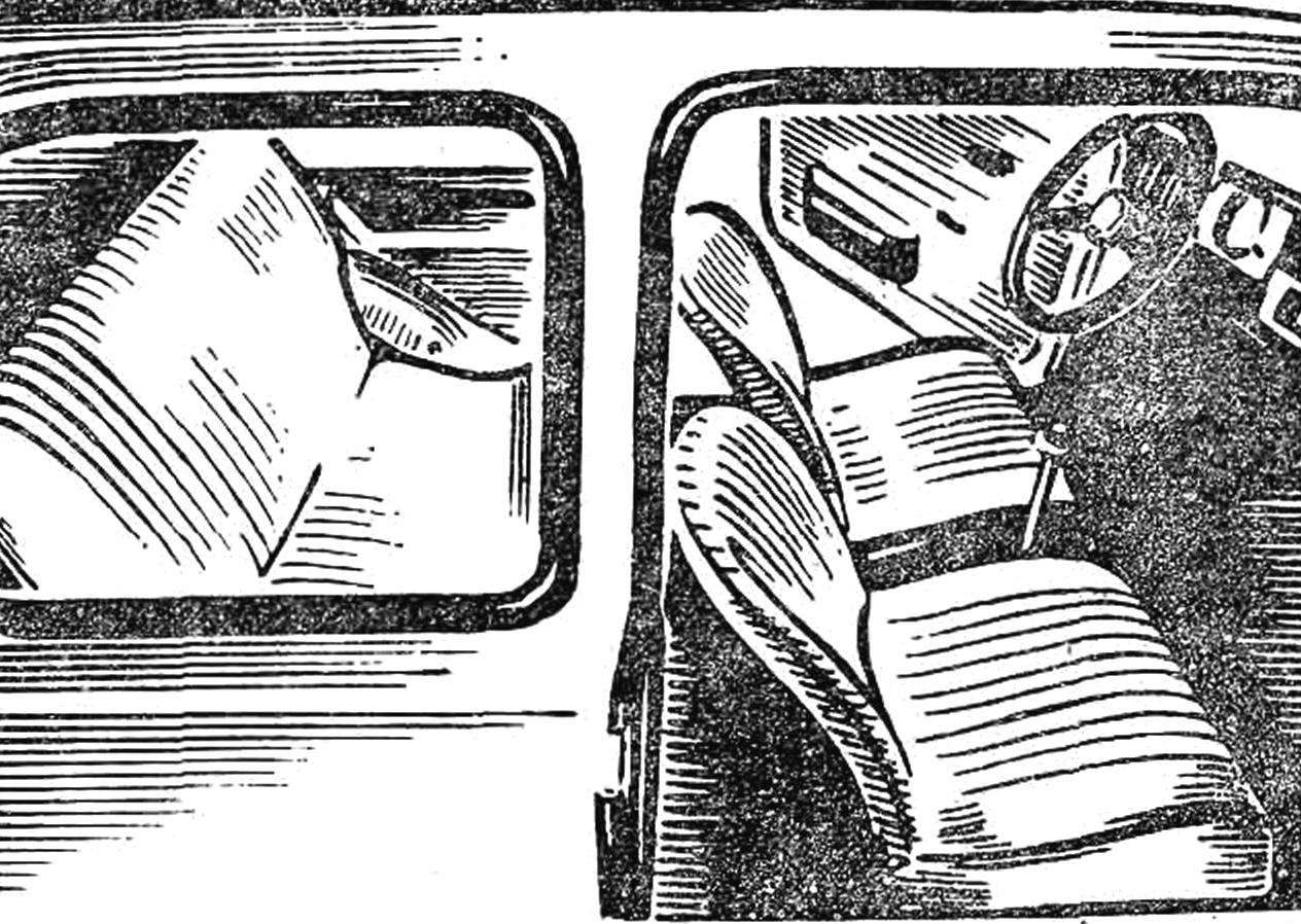 The interior of the car.