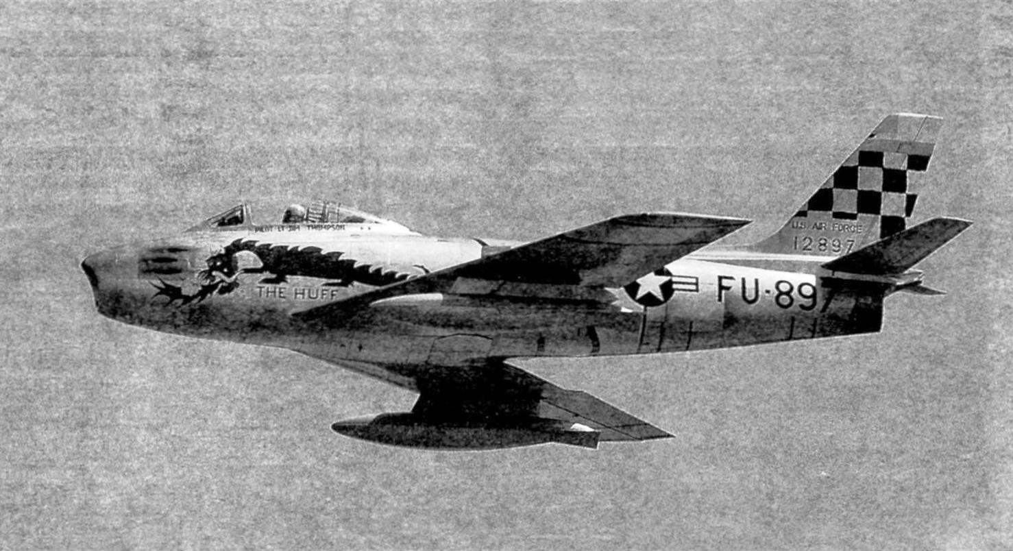 The restored F-86F in flight on one of the Airshow held in the United States