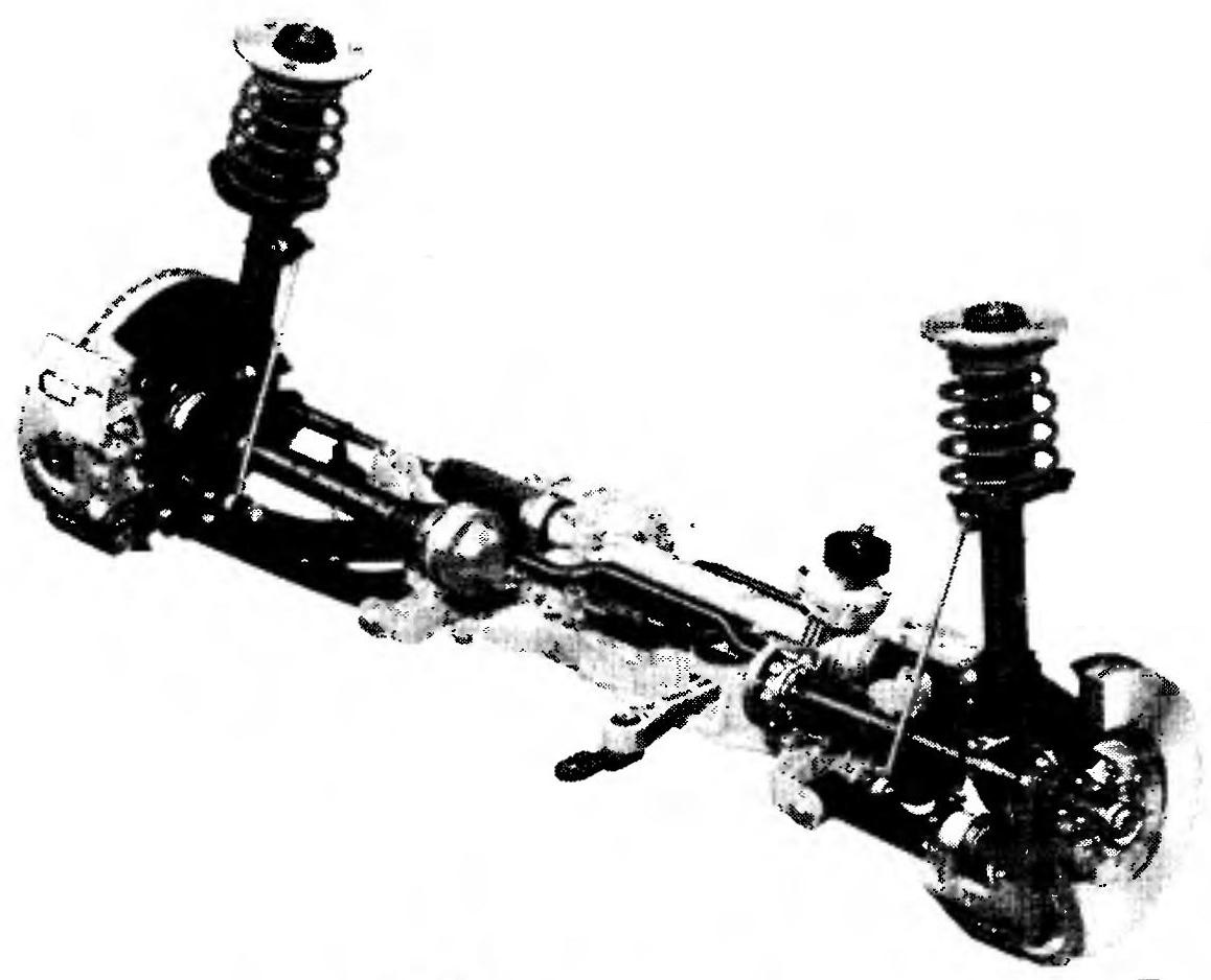 The front suspension of the car