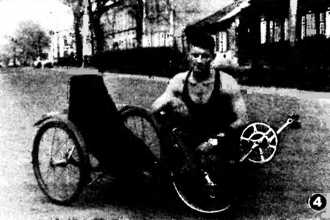 Front-wheel drive recumbent (designer Aleksandr KARPUK). Simple, reliable and unpretentious machine weighing only 18 kg On it a driving wheel installed 