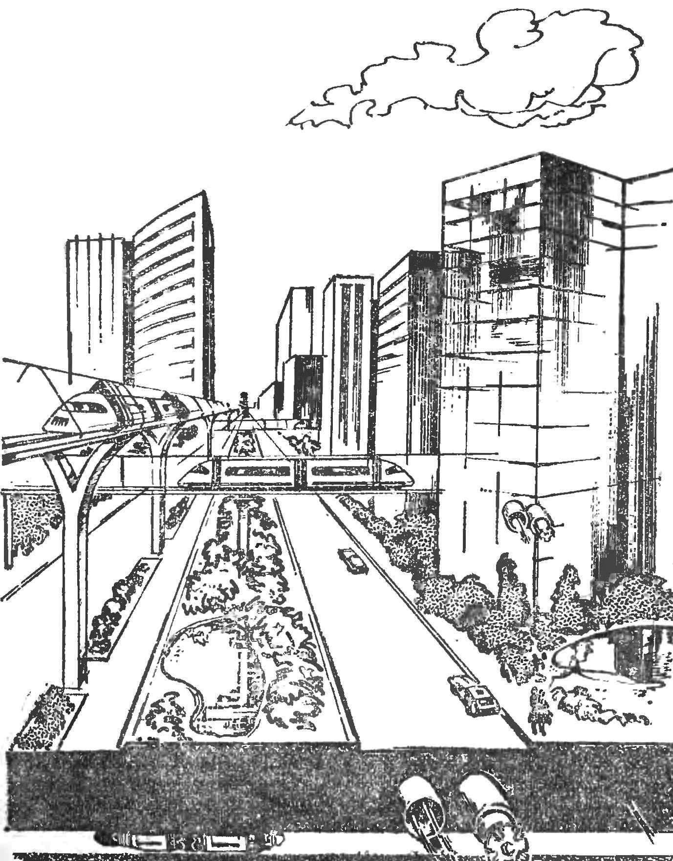 Fig. 3. It will look like the passenger system of pneumatic transport in a large modern city.