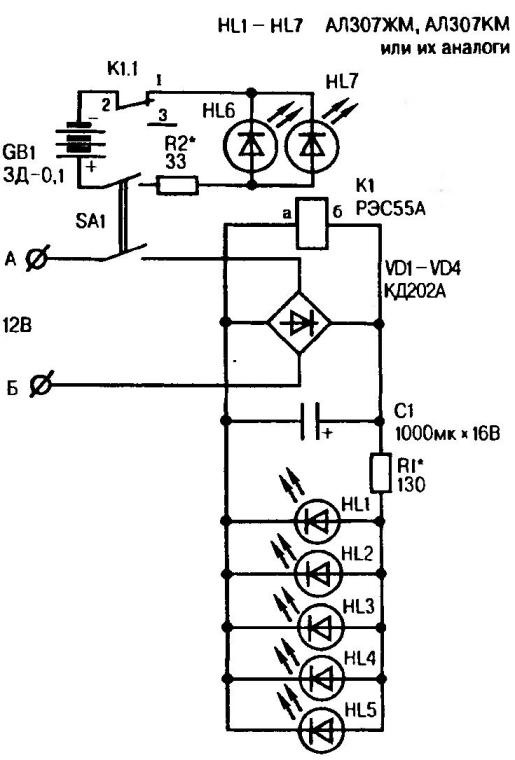 Revision circuit diagrams of the internal illumination model train wagon