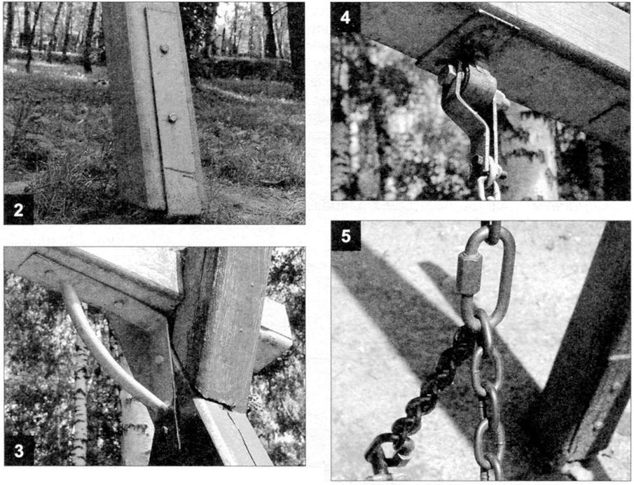 Как закрепить садовые качели к земле на даче своими руками фото