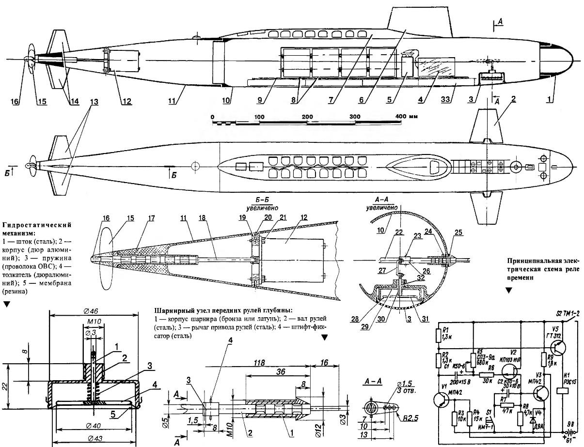 Модель подводной лодки класса ЕЛ для дистанции 25 м