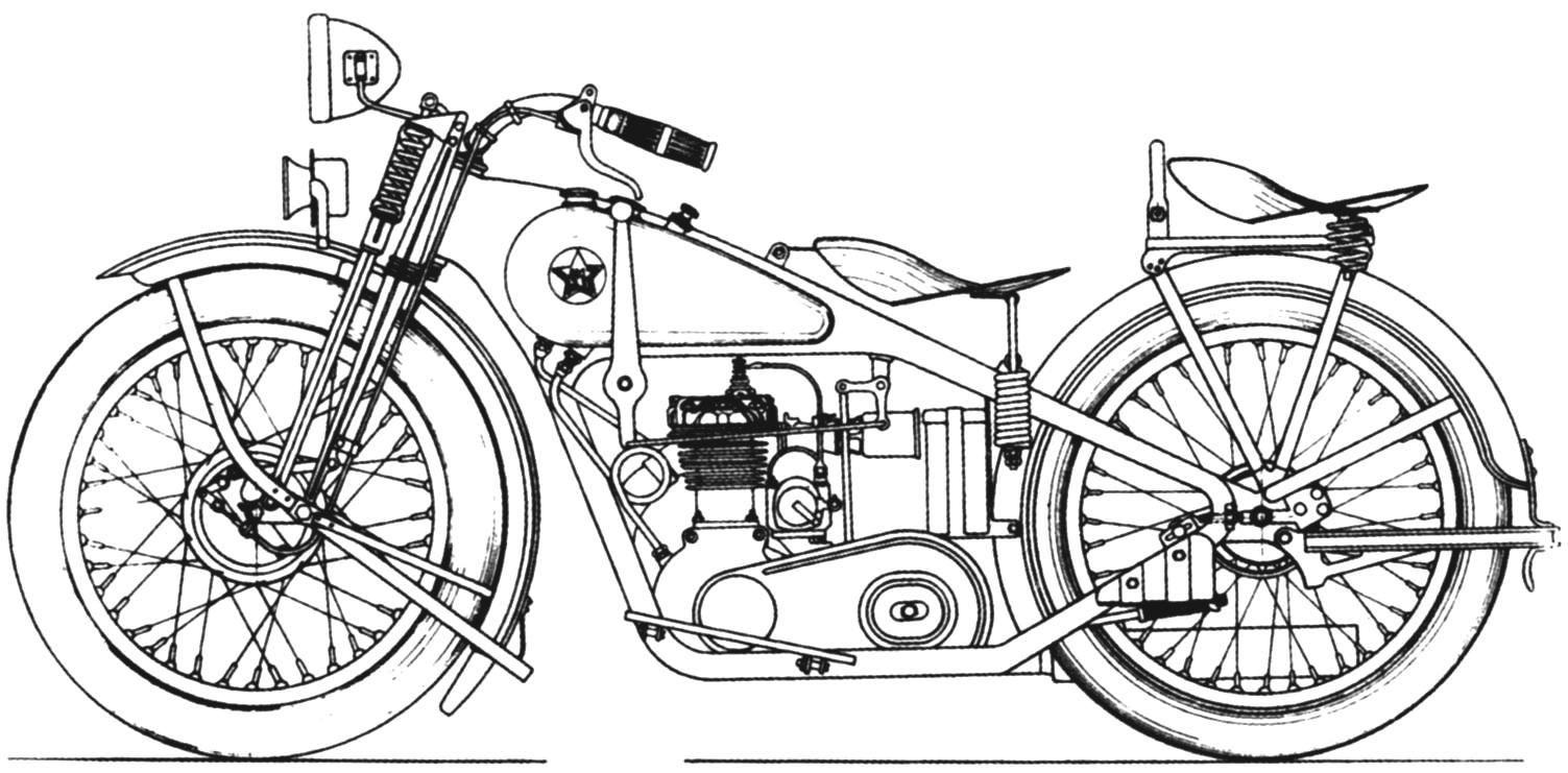 A factory drawing of a motorcycle 1M 350