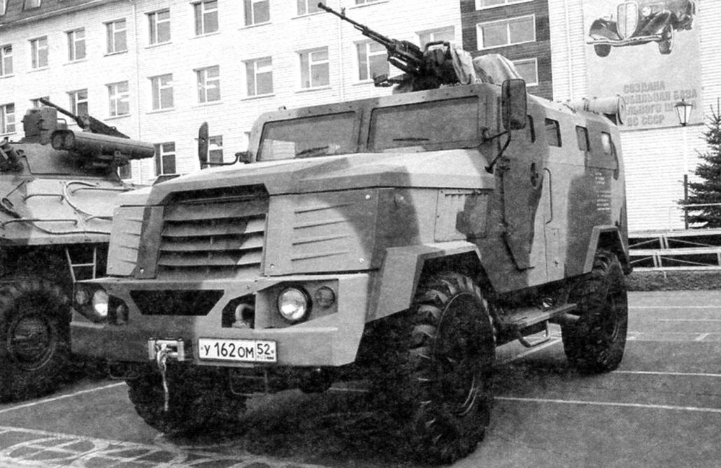 Army vehicle with a machine gun caliber 12.7 mm