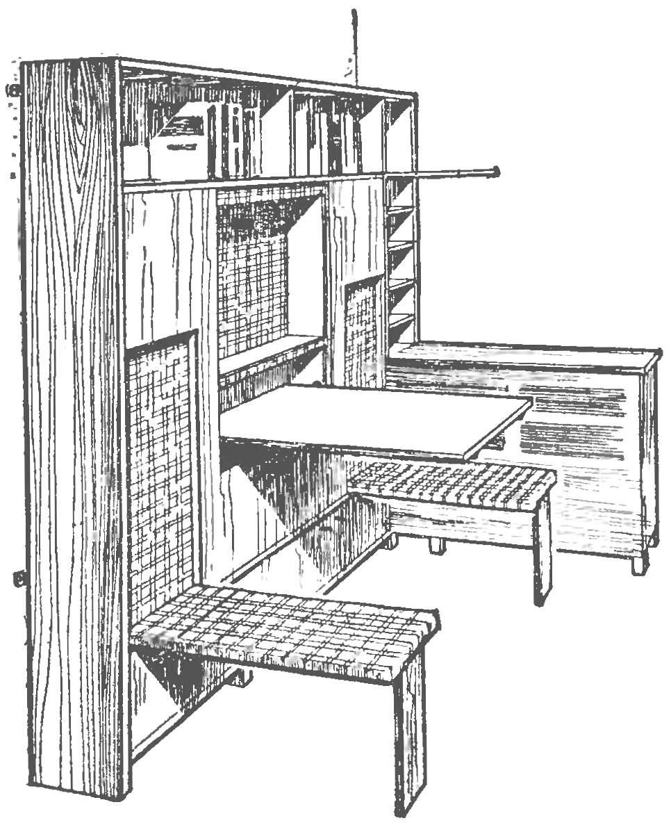 Рис. 2. Вариант «гостиная»: откидные стол и стулья.