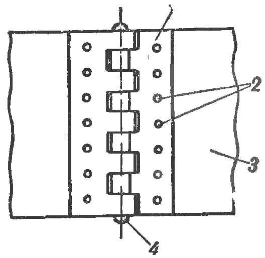 Fig. 4. The abutment of the ends of the tape for caterpillar