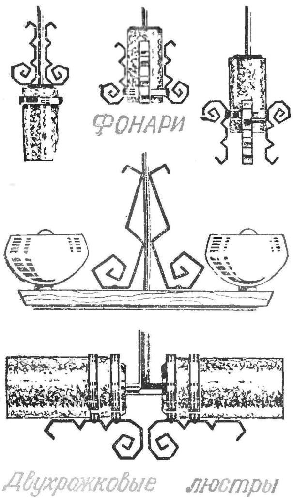 Fig. 3. Options for layout details for the design of the chandeliers.