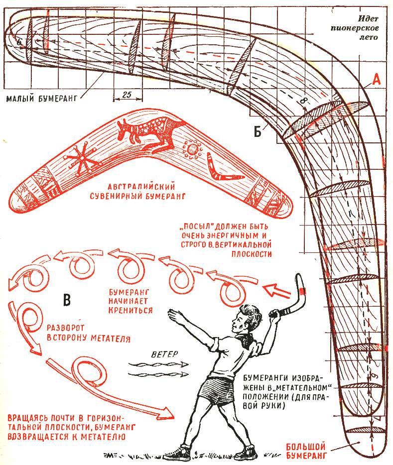 Рис. 2. Контуры спортивно-охотничьих бумерангов, спроектированных чемпионом Австралии Джо Тимберли