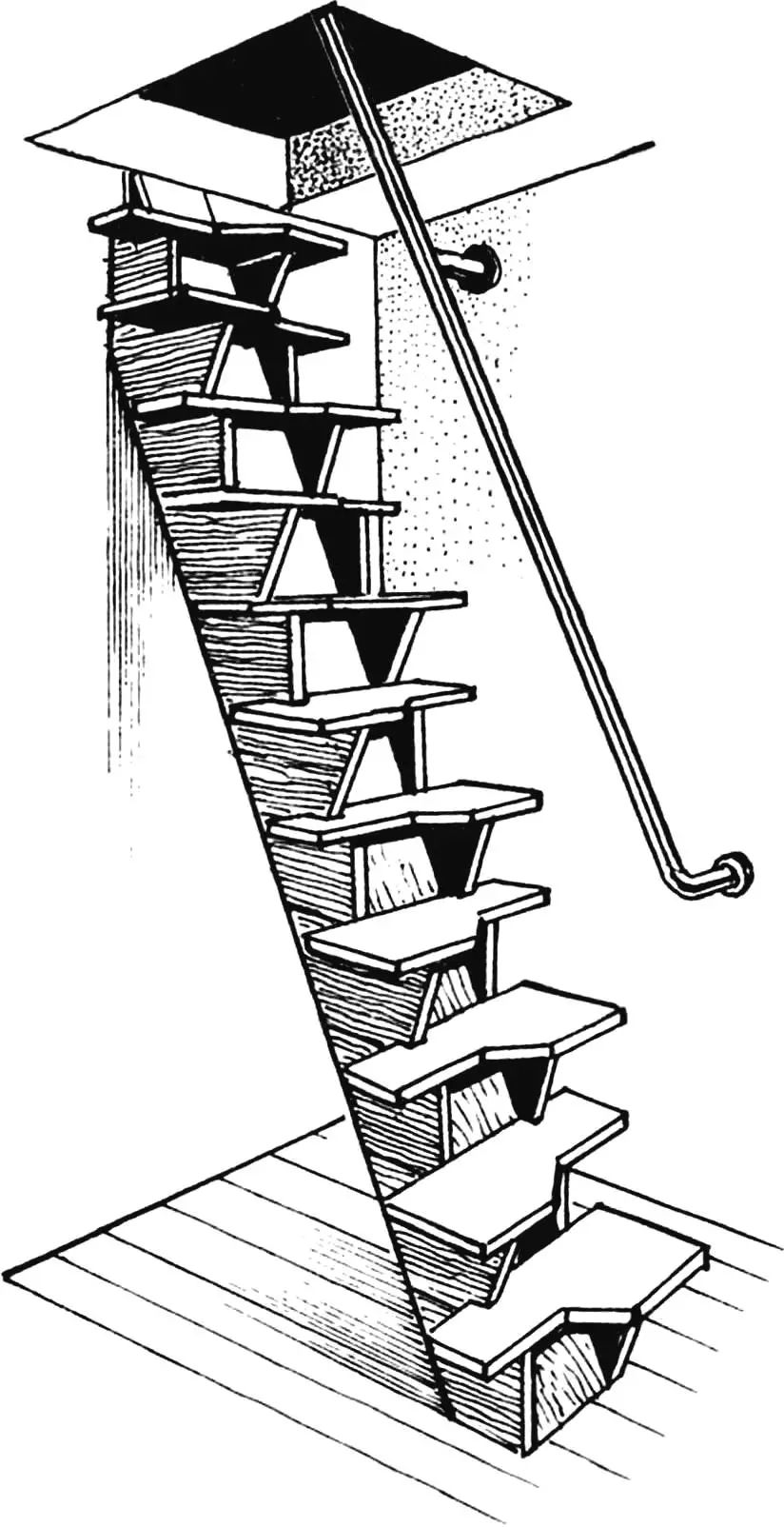 Економна мансардна сходова конструкція