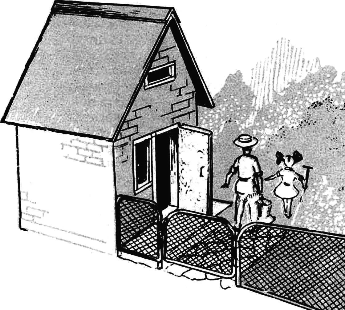 Садовий будинок 3×3 м з мансардою та огородженням батареї