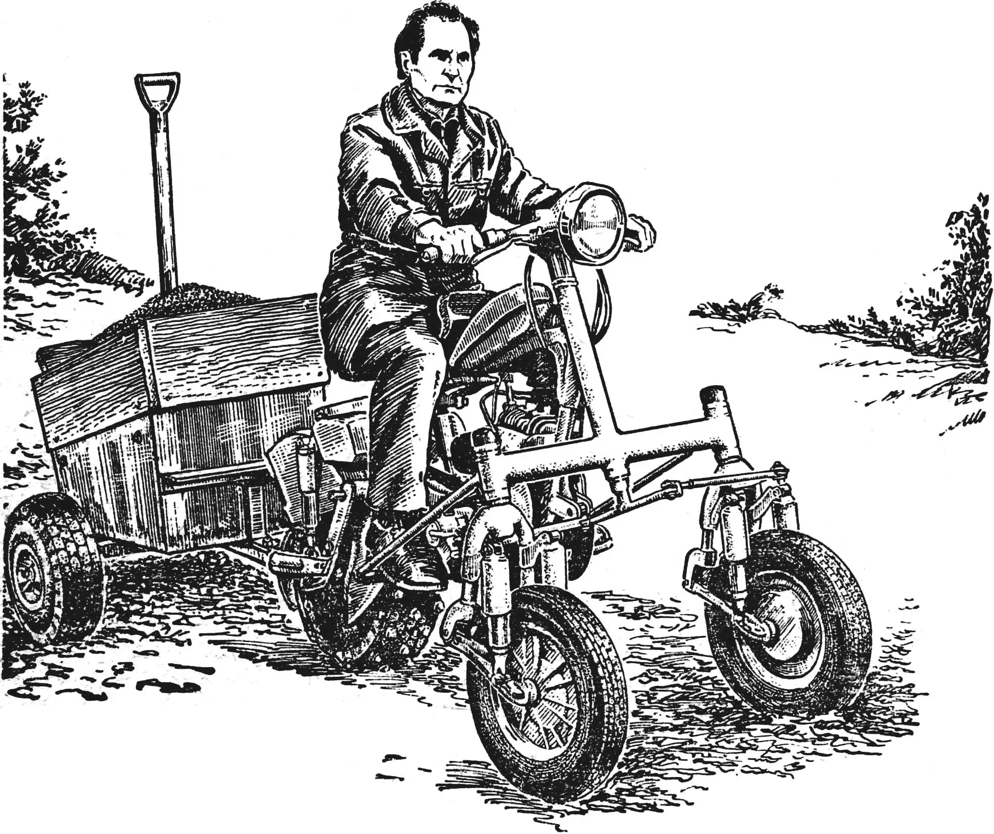 Триколісний трактор-тягач Остапенка: вездехід