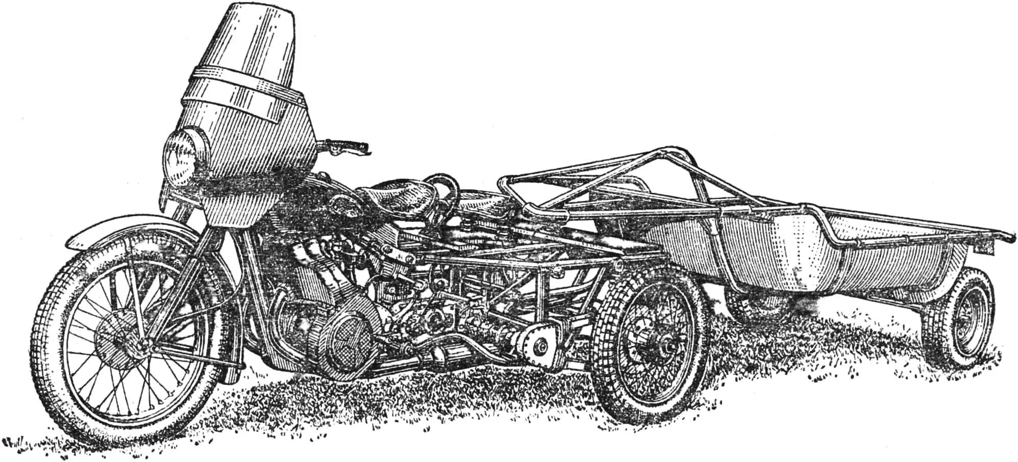 Міні мототягач з мотоцикла ІЖ для присадибних робіт