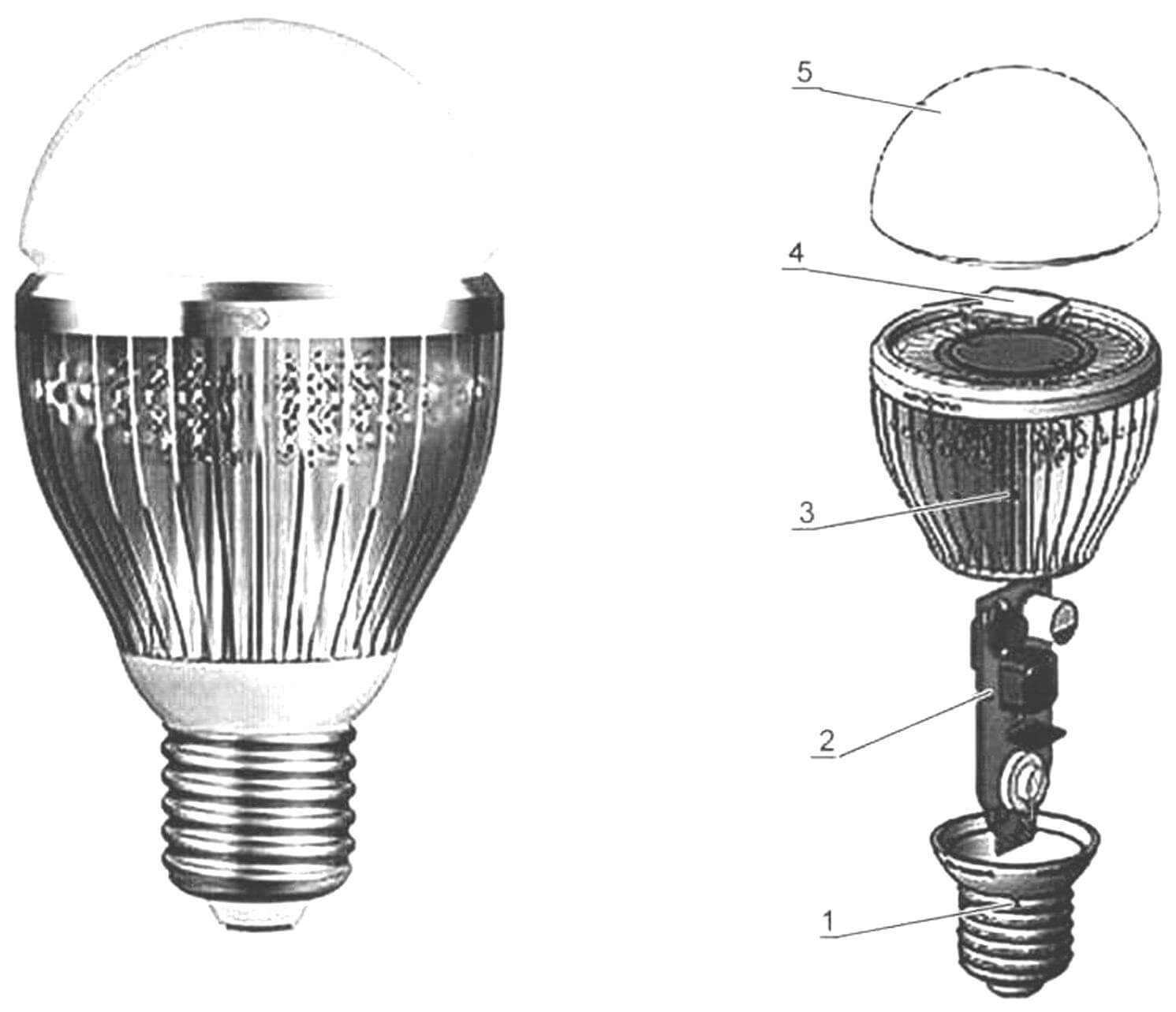 Конструкция светодиодной лампы