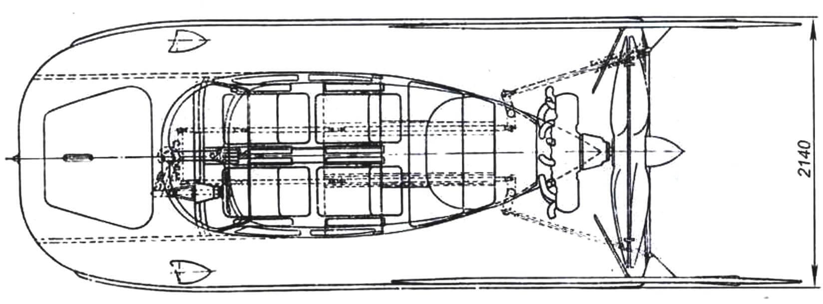 Общий вид аэросаней-амфибии A-З с двигателем М-14Б