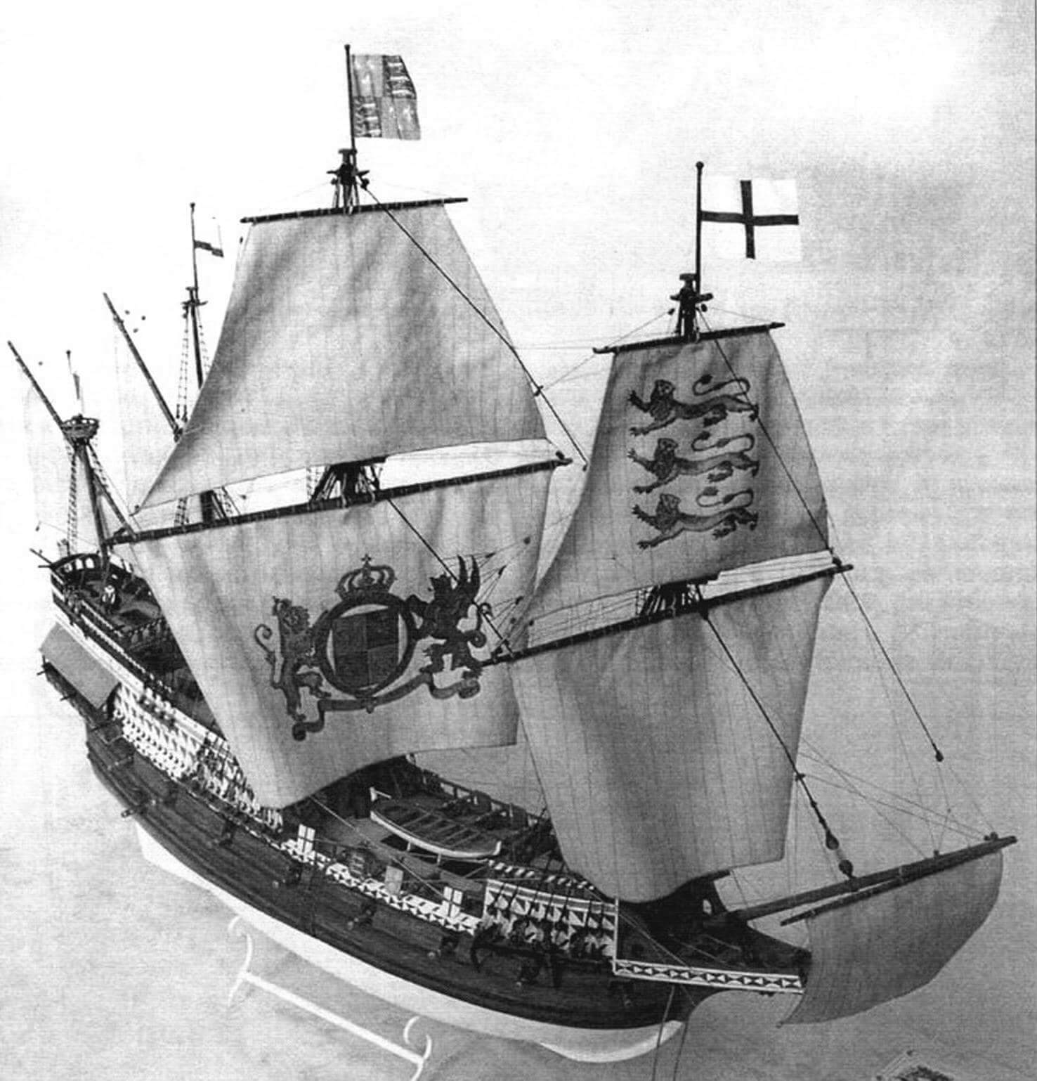 Модель 46-пушечного галеона «Ривендж», флагманского корабля сэра Френсиса Дренка в 1588 году