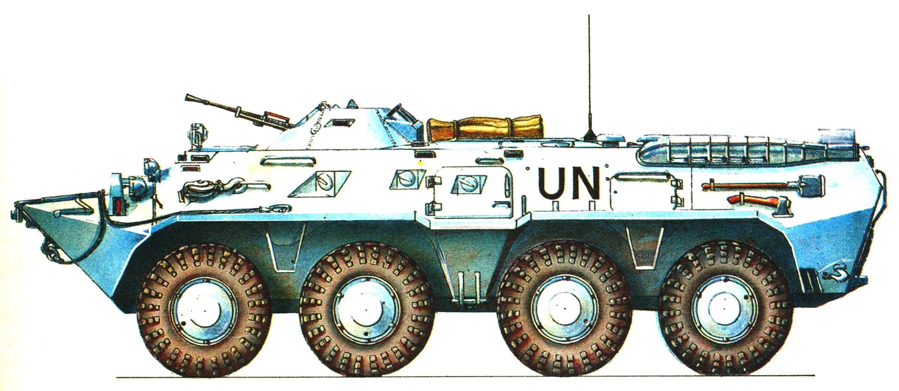 БТР-80 миротворческих сил ООН в бывшей Югославии. Российский батальон («Русбат-2»), Сараево, апрель 1994 года. 