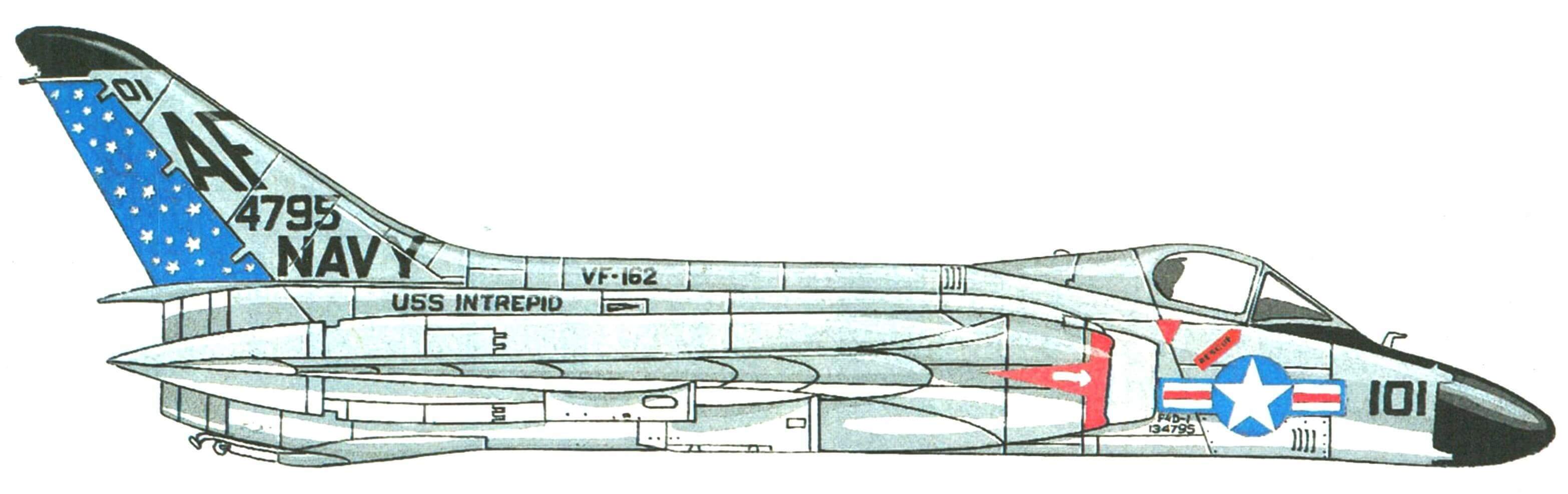 DOUGLAS F4D-1 (F-6A) «SKYRAY». Эскадрилья VF-162, авианосец Intrepid, 1957г.