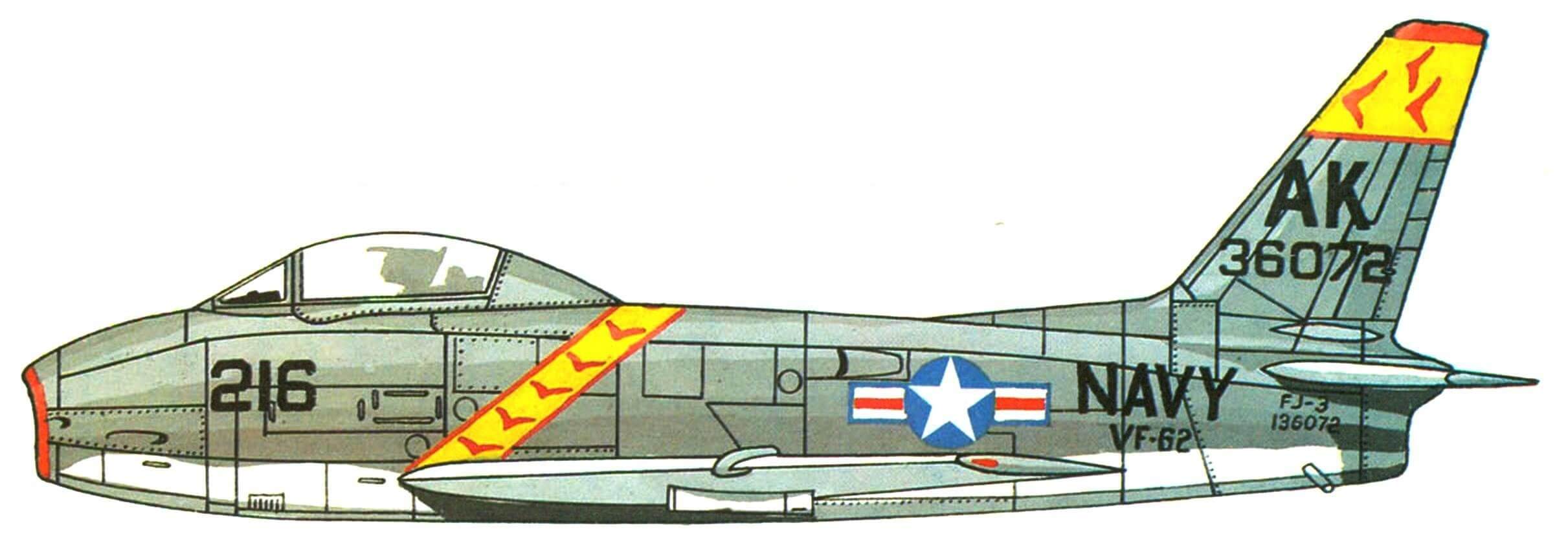 FJ-3 эскадрильи VF-62, авианосец "Essex”, 1959г.