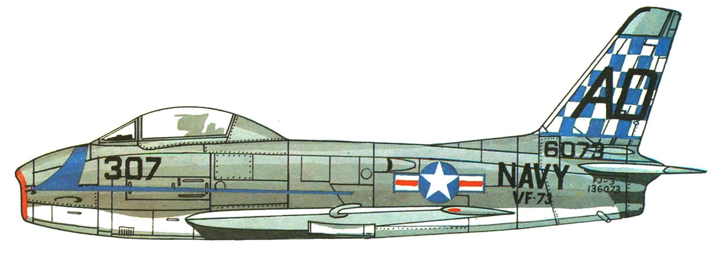 FJ-3 эскадрильи VF-73, авианосец "Randolph", 1958г.