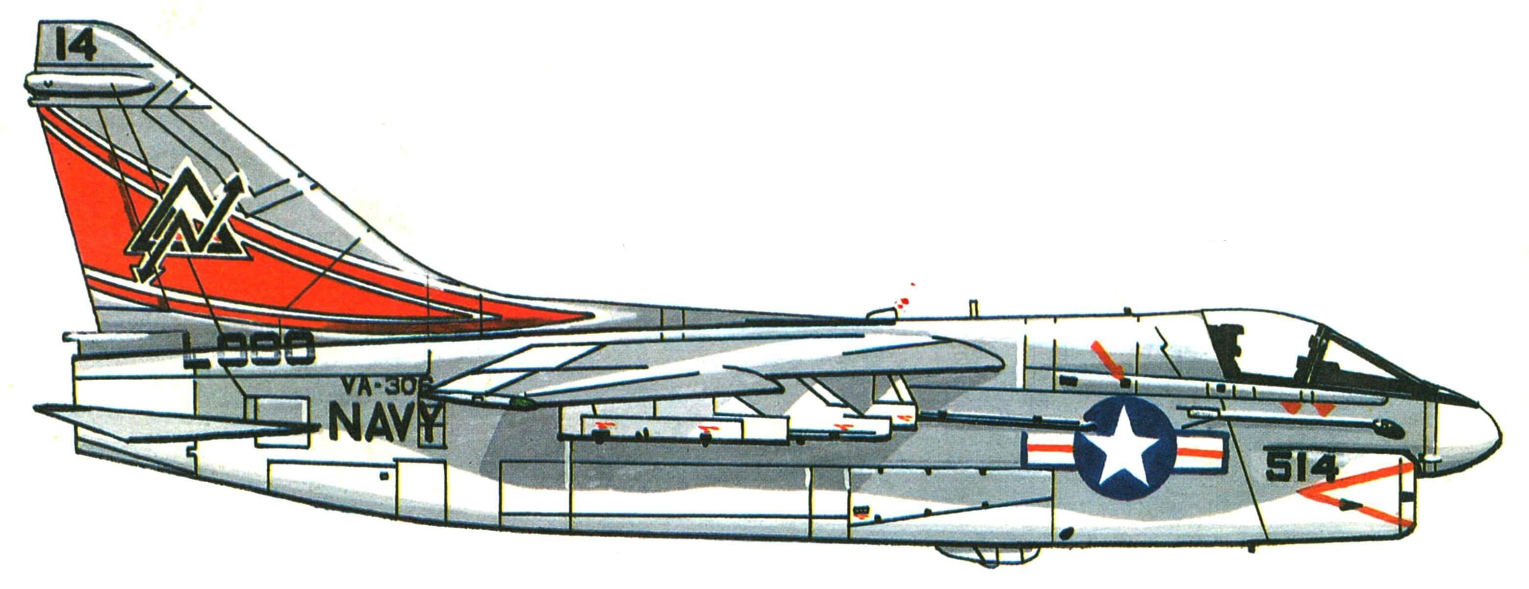 Самолет А-7Е эскадрильи VA-306, авианосец «Форрестол»