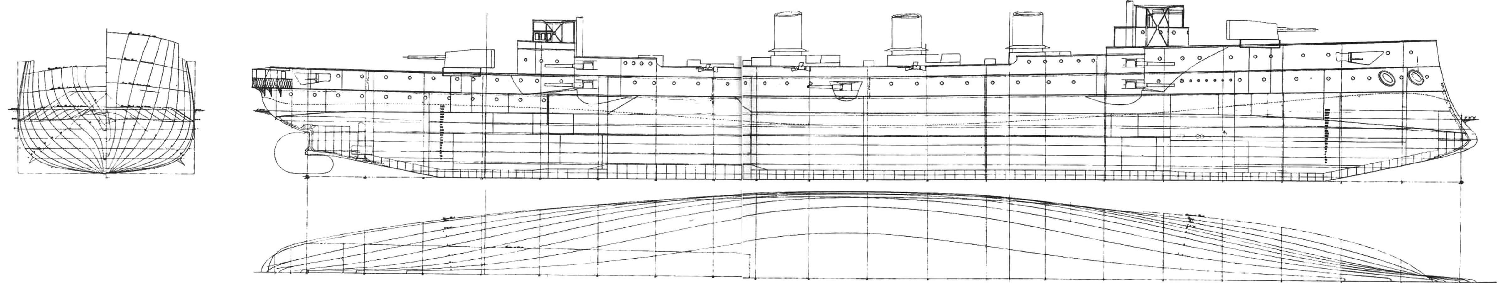 Архивная копия теоретического чертежа крейсера «Кент»