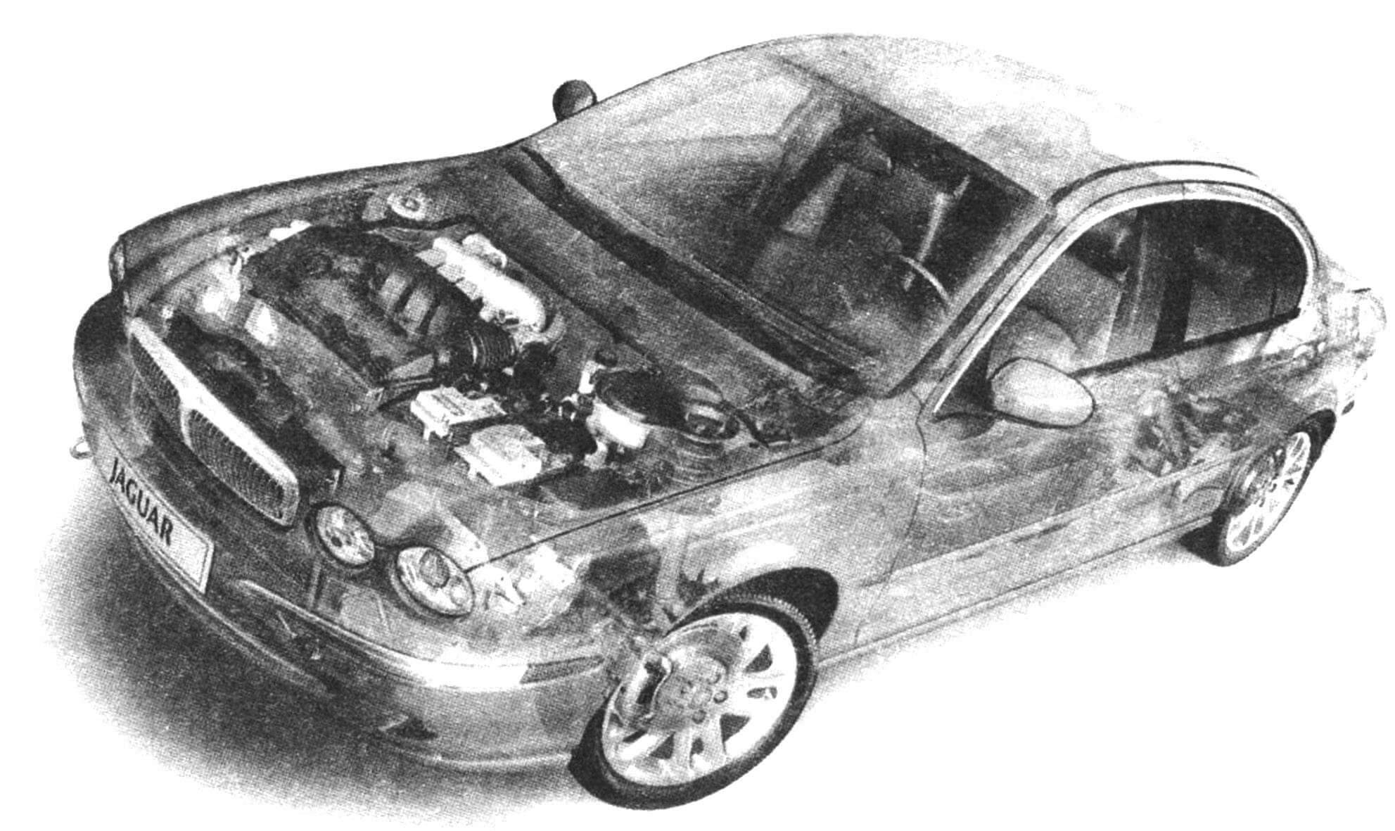 Компоновка автомобиля Jaguar X-type 2002 года