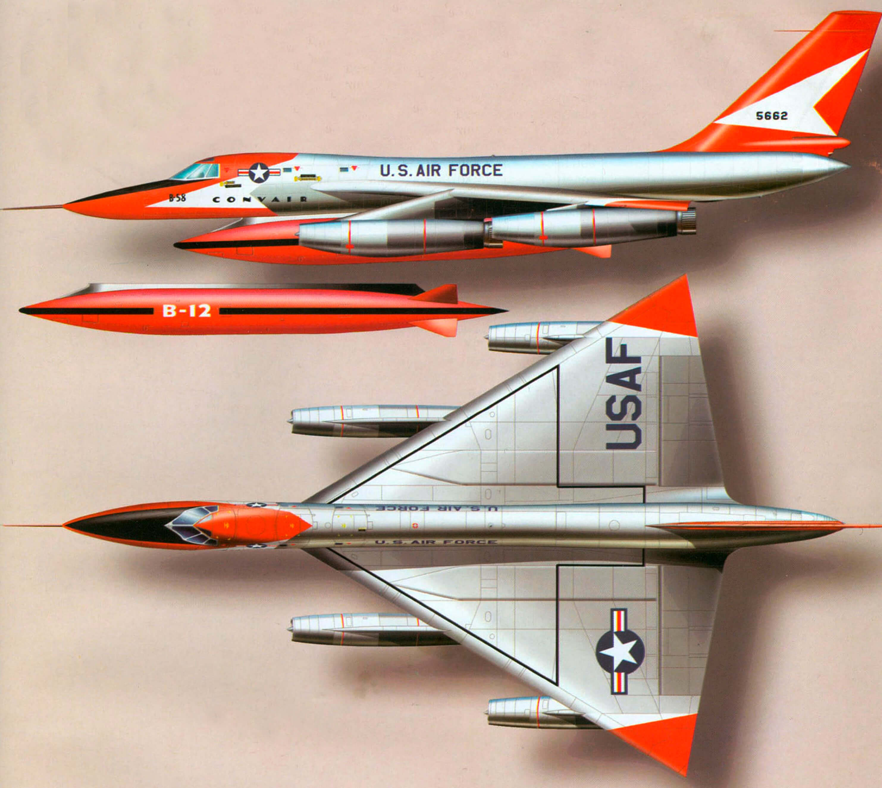 Третий прототип бомбардировщика YB-58A Hustler (55-662)