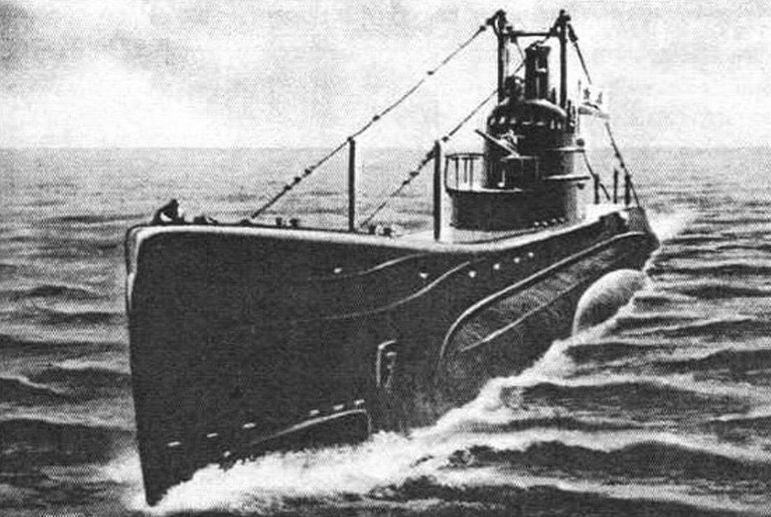 Гвардейская Красно-знаменая подводная лодка Щ-402 (рисунок В. Иванова)