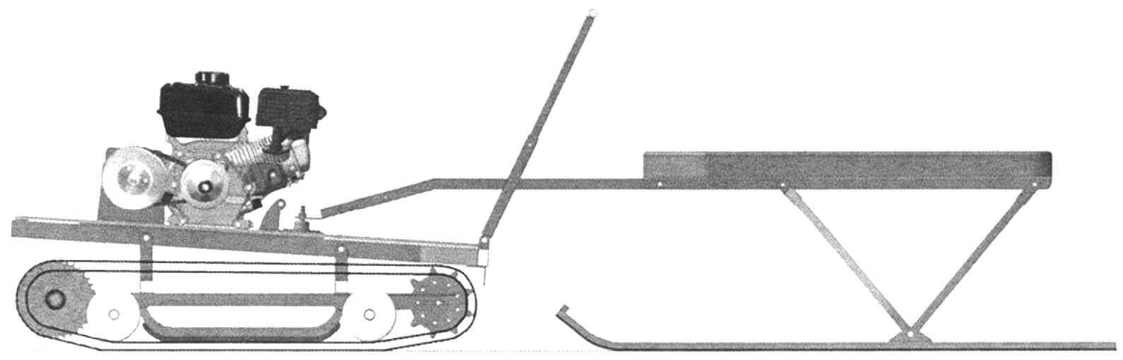 «Тритон»-трансформер - вариант использования моторно-гусеничного блока с приводом на передний вал