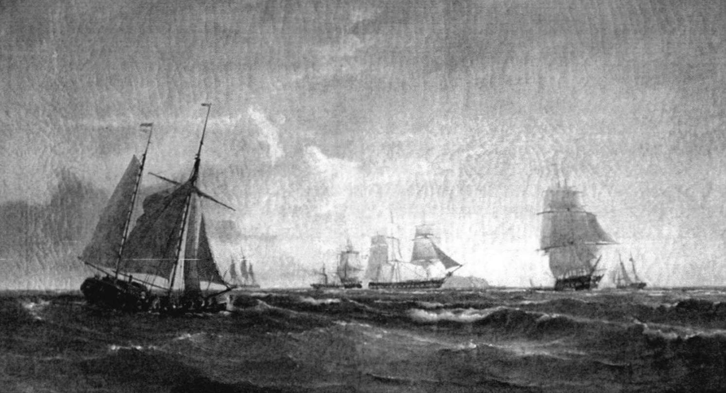 Датские корабли, блокирующие устье Эльбы, 1849 год