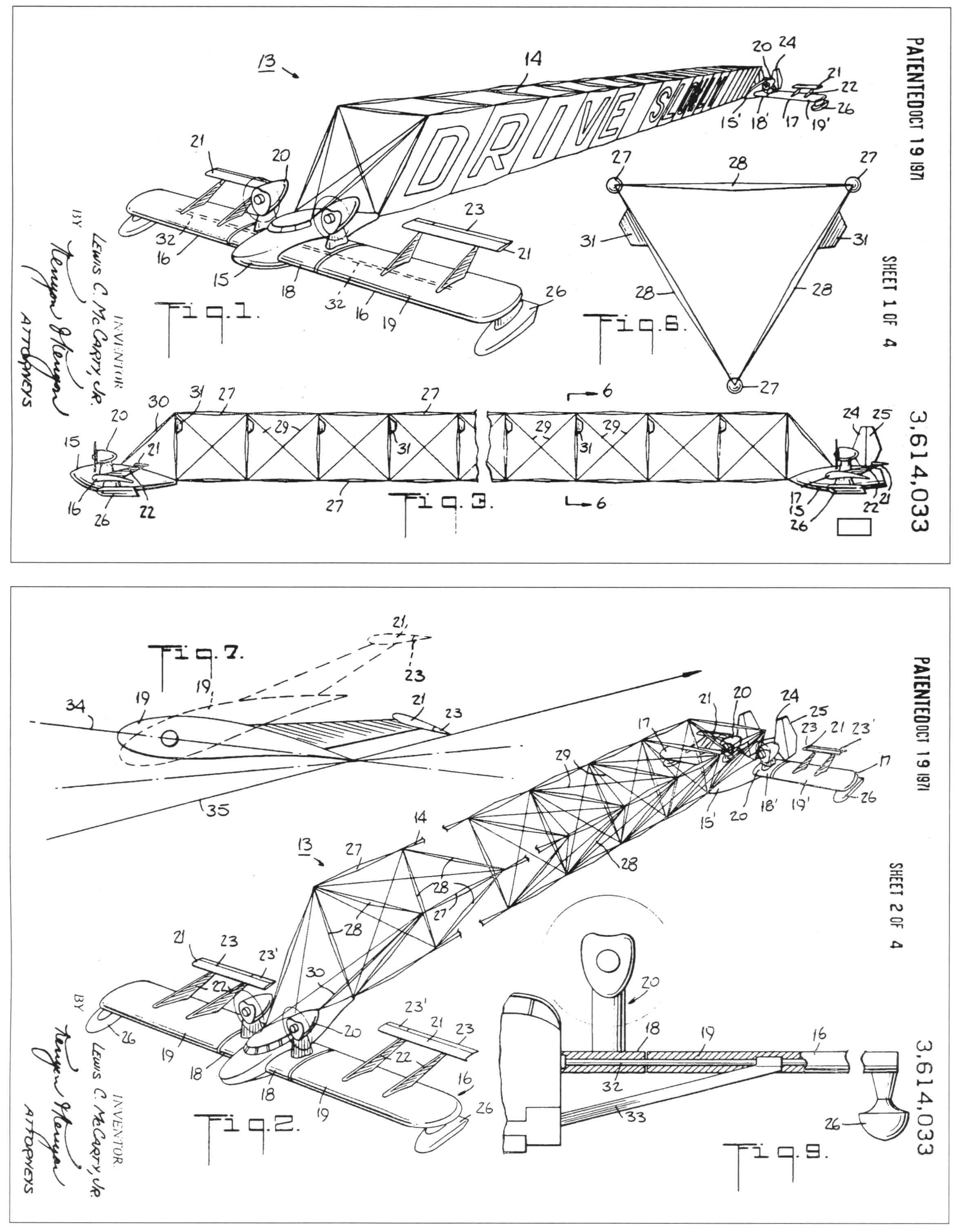 Схемы различных вариантов «V-лайнера» из патентной заявки
